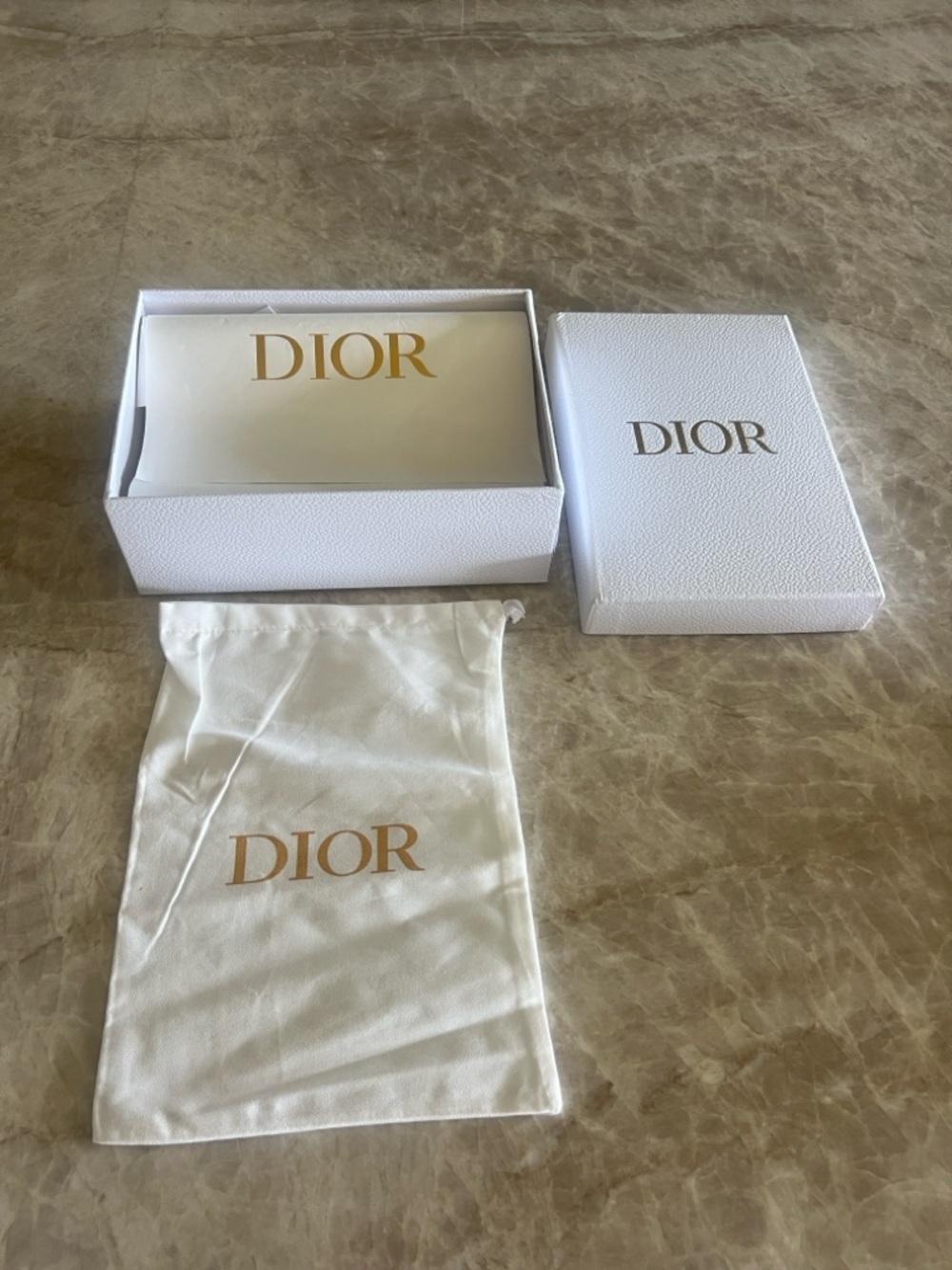 Dior White Textured (Empty) Shoe Box With New Dust Bag. Box size 11.5 x 8 x 4
